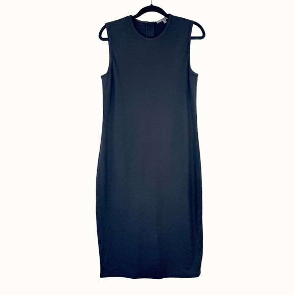 Vince Dresses & Skirts - Vince Womens Dress Black Sheath Midi Sleeveless Knit Zip Back Stretch Large